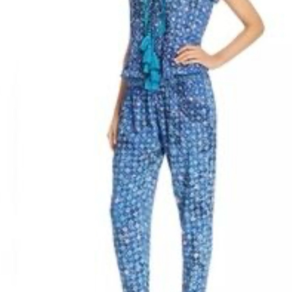Poupette St. Barth Blue Floral Jumpsuit